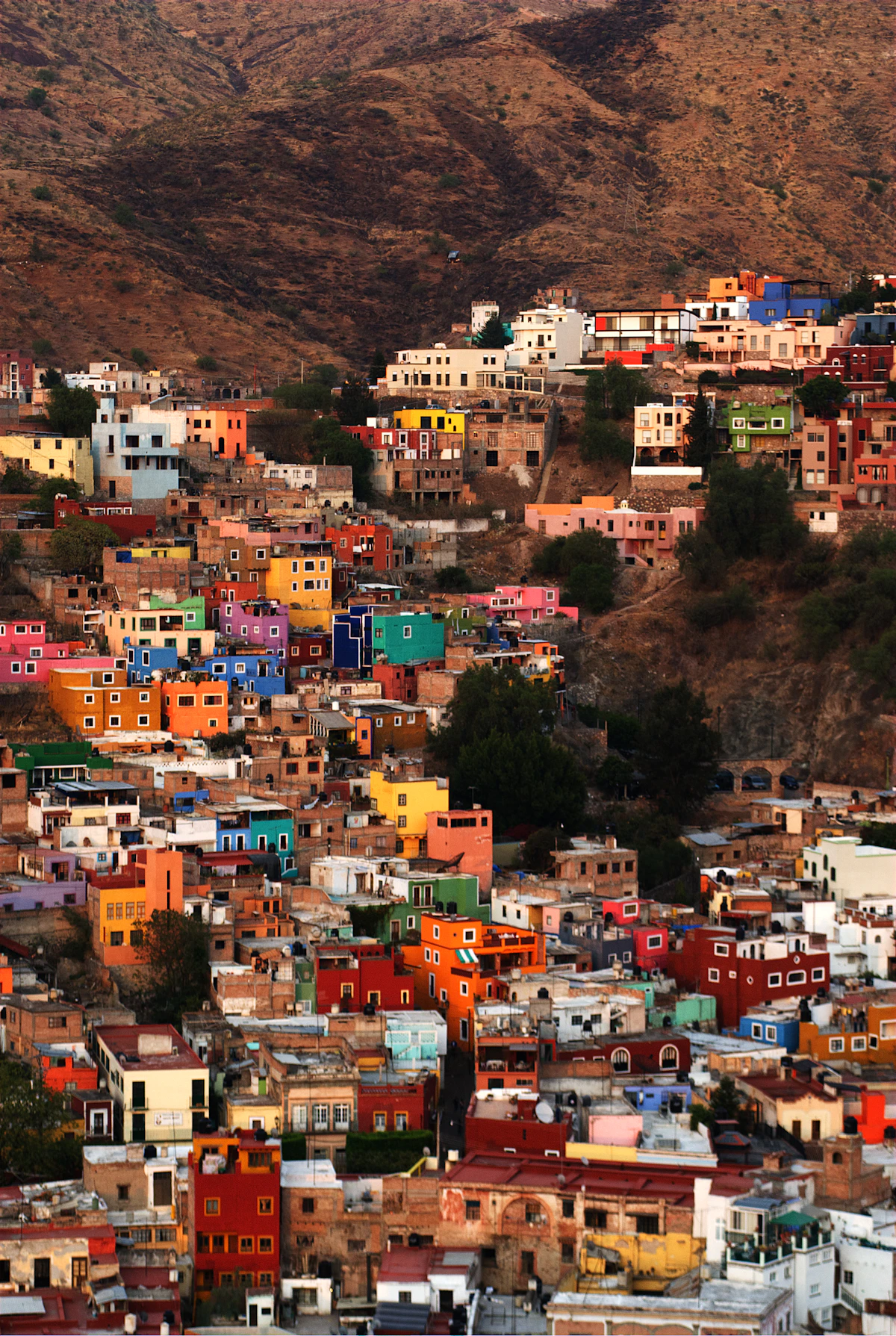 Colorful homes cascading across the hills of Guanajuato