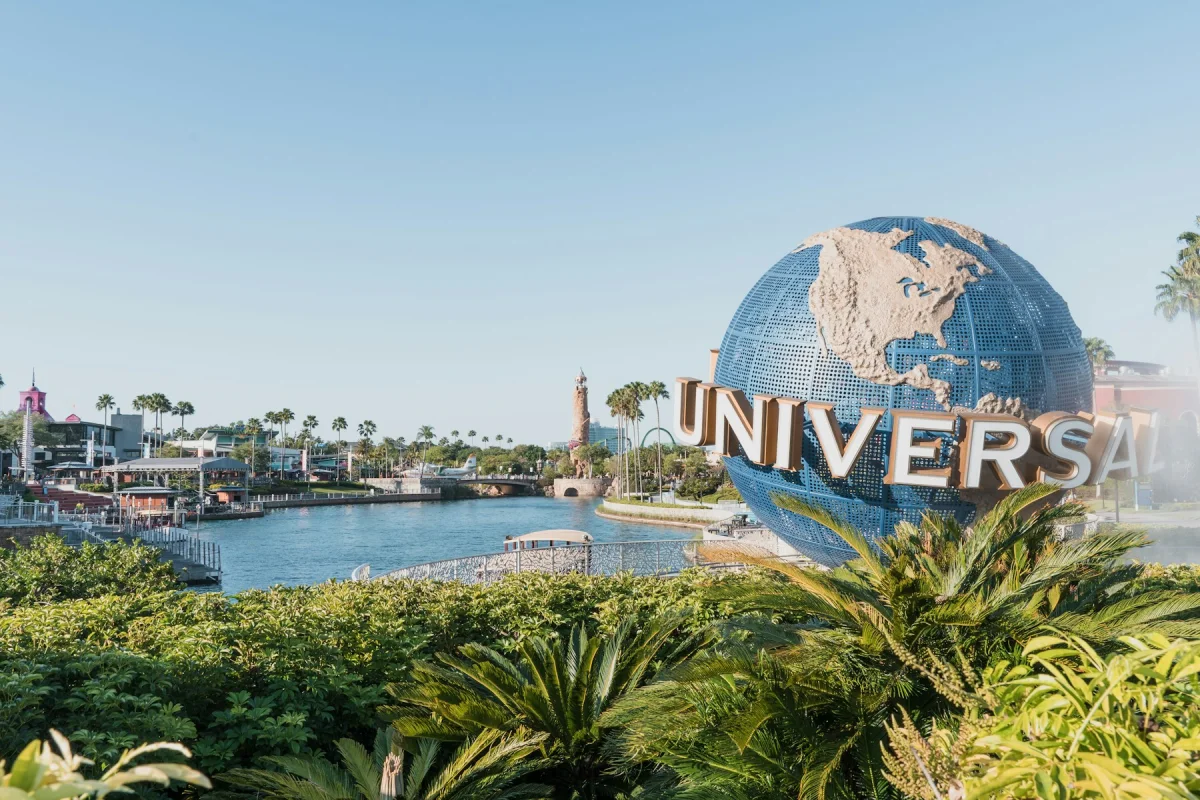 Universal Orlando globe at the entrance to the theme park