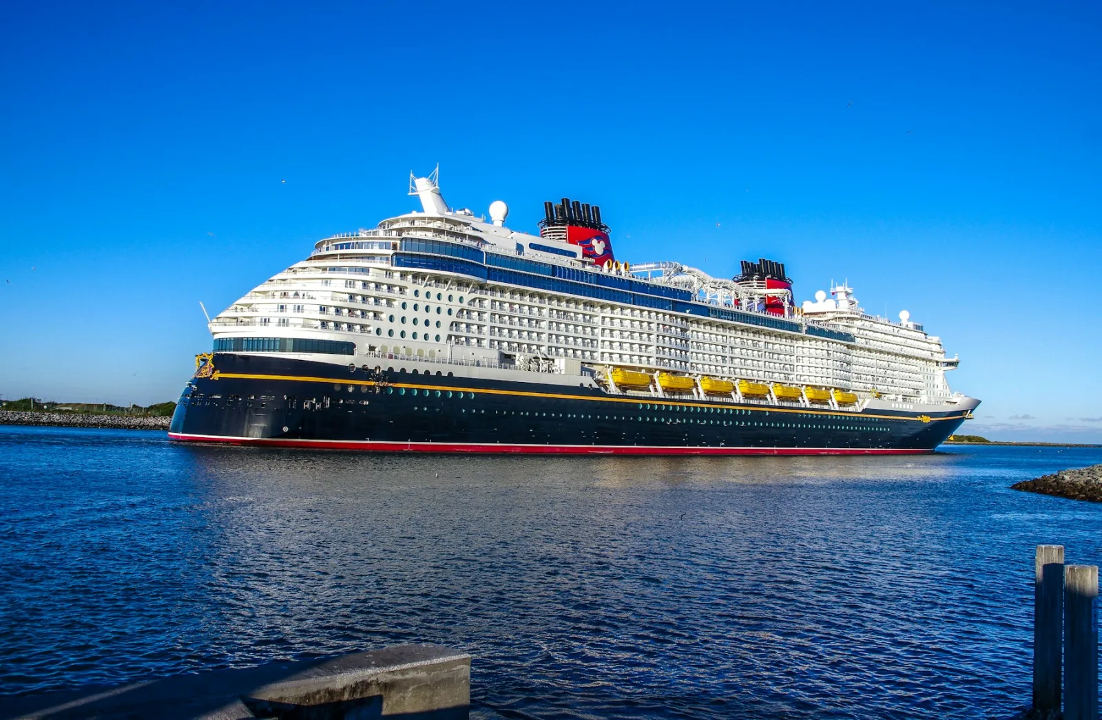 Disney Wish cruise ship docked at Port Canaveral