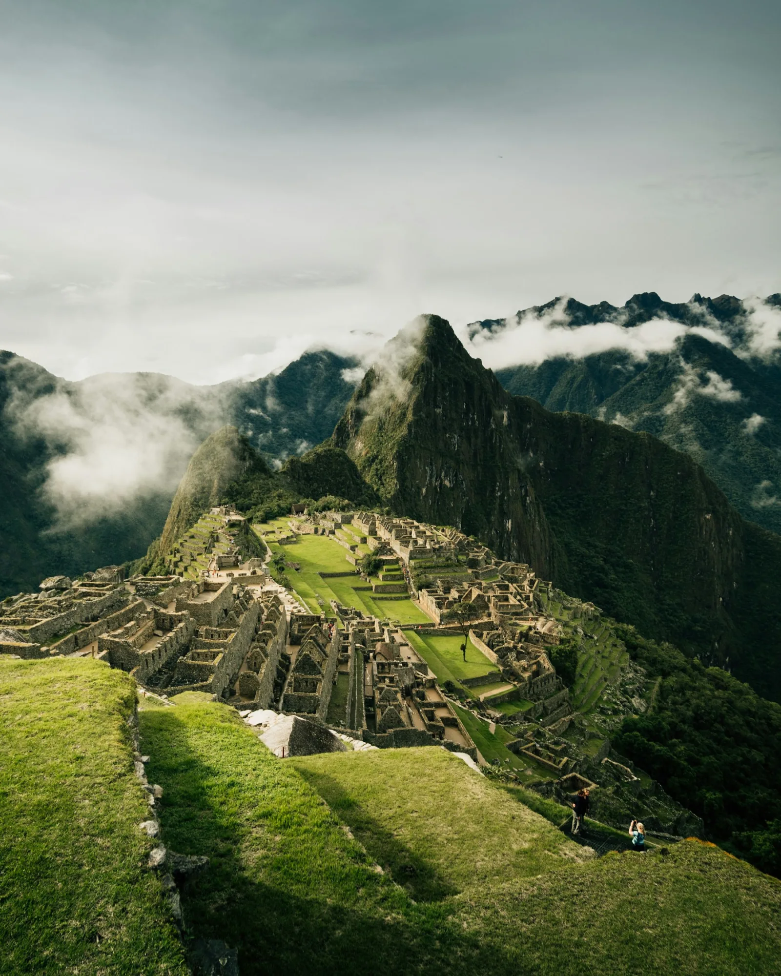 Ancient stone terraces of Machu Picchu among the Andes